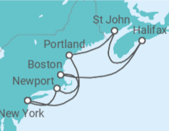 Itinerario del Crucero Canadá y Verano Indio desde Nueva York I - AIDA