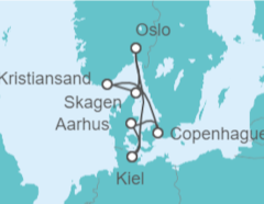 Itinerario del Crucero Noruega, Dinamarca - AIDA