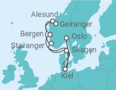 Itinerario del Crucero Noruega, Alemania - AIDA