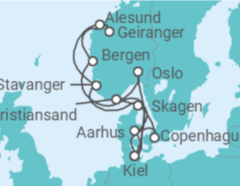 Itinerario del Crucero Noruega, Dinamarca, Alemania - AIDA