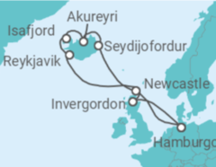 Itinerario del Crucero Reino Unido, Islandia - AIDA