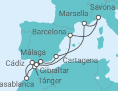 Itinerario del Crucero España, Francia, Italia, Marruecos, Gibraltar TI - Costa Cruceros