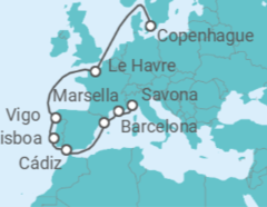 Itinerario del Crucero Francia, España, Portugal TI - Costa Cruceros