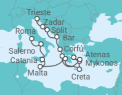 Itinerario del Crucero Collage Mediterráneo - Oceania Cruises