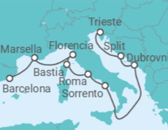 Itinerario del Crucero Gloria Mediterránea - Oceania Cruises