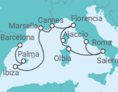 Itinerario del Crucero De las fuentes al flamenco - Oceania Cruises