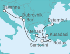 Itinerario del Crucero Islas griegas: Santorini y Atenas  - NCL Norwegian Cruise Line