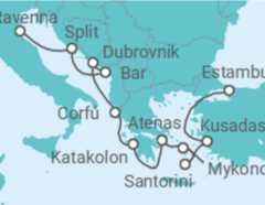 Itinerario del Crucero Islas griegas: Santorini y Atenas - NCL Norwegian Cruise Line