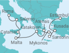 Itinerario del Crucero Islas griegas: Santorini, Atenas y MiKonos - NCL Norwegian Cruise Line