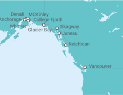 Itinerario del Crucero Viaje Completo a Alaska desde Madrid - Con vuelos - Princess Cruises