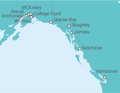 Itinerario del Crucero Viaje Completo a Alaska desde Barcelona - Con vuelos - Princess Cruises