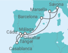 Itinerario del Crucero España, Gibraltar, Marruecos, Francia - Costa Cruceros