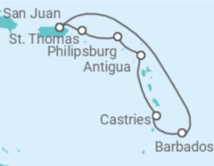 Itinerario del Crucero Caribe Sur con Santa Lucía - Princess Cruises
