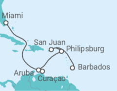 Itinerario del Crucero Caribe Sur con Aruba - Princess Cruises