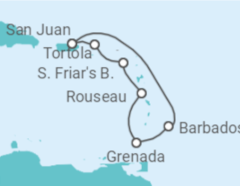Itinerario del Crucero Caribe Sur con vacaciones en Tórtola - Princess Cruises