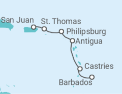 Itinerario del Crucero Caribe Sur con Vacaciones en Santa Lucía - Princess Cruises