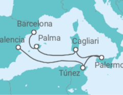 Itinerario del Crucero Pasos del Mediterráneo II TI - Corazul Cruceros