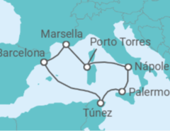Itinerario del Crucero Mediterráneo y sus islas 2027 TI - Corazul Cruceros