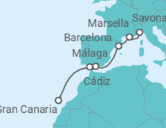 Itinerario del Crucero Italia, Francia, España, Canarias - todo incluido. - Costa Cruceros