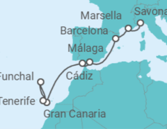 Itinerario del Crucero Italia, Francia, España, Canarias, Madeira - Costa Cruceros