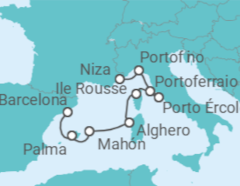 Itinerario del Crucero España, Italia - Ponant