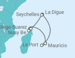 Itinerario del Crucero Mauricio, Seychelles, Madagascar TI - AIDA