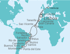 Itinerario del Crucero Vuelta al mundo TI - AIDA