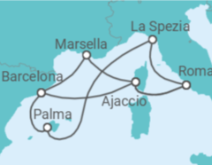 Itinerario del Crucero Francia, España, Italia TI - AIDA