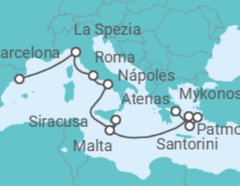 Itinerario del Crucero Un viaje desde las costas de Liguria hasta la deslumbrante belleza de las Cícladas - Explora Journeys