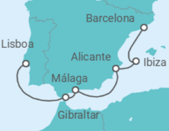 Itinerario del Crucero Un viaje de Lisboa a Barcelona por la costa sur de la Península Ibérica - Explora Journeys