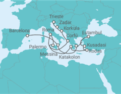 Itinerario del Crucero Mediterráneo, Islas Griegas y Adriático - Cunard
