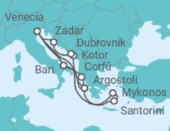 Itinerario del Crucero Italia, Grecia, Montenegro, Croacia - Costa Cruceros
