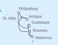 Itinerario del Crucero St. Maarten, St. Kitts, Martinica - MSC Cruceros