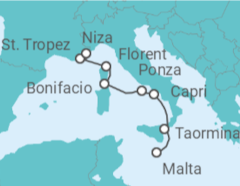 Itinerario del Crucero Italia, Francia - Seadream Yacht Club