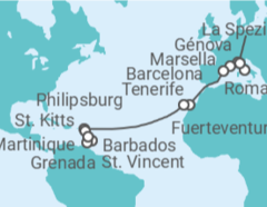 Itinerario del Crucero Desde Génova a Fort-de-France - MSC Cruceros