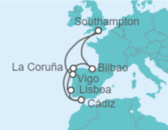 Itinerario del Crucero España, Portugal - Royal Caribbean