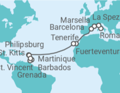 Itinerario del Crucero Desde Civitavecchia a Fort-de-France - MSC Cruceros