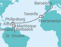 Itinerario del Crucero Desde Barcelona a Fort de France - MSC Cruceros