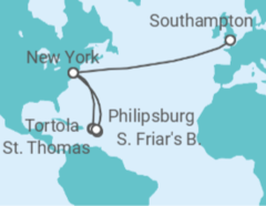Itinerario del Crucero Travesía transatlántica y Caribe oriental - Cunard