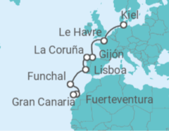 Itinerario del Crucero Francia, España, Portugal - AIDA
