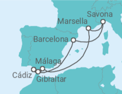 Itinerario del Crucero Gibraltar, España, Francia, Italia TI - Costa Cruceros