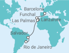 Itinerario del Crucero Desde Barcelona a Río de Janeiro - MSC Cruceros