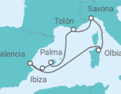 Itinerario del Crucero España, Francia, Italia - Costa Cruceros