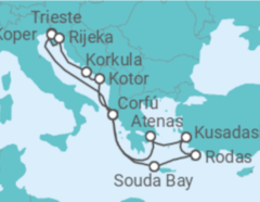 Itinerario del Crucero Italia, Eslovenia, Montenegro, Grecia, Turquía - AIDA