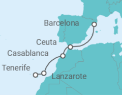 Itinerario del Crucero Un viaje desde las costas mediterráneas hasta Marruecos y las Islas Canarias - Explora Journeys