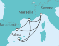 Itinerario del Crucero Francia, Italia, España - Costa Cruceros