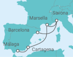 Itinerario del Crucero España, Francia, Italia TI - Costa Cruceros