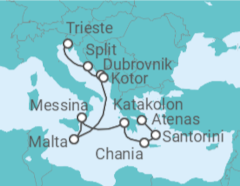Itinerario del Crucero Mediterráneo con Islas Griegas - Princess Cruises