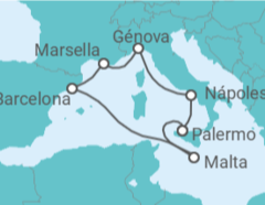 Itinerario del Crucero Italia, Malta, España, Francia - MSC Cruceros