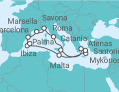 Itinerario del Crucero Italia, Grecia, Malta, España, Francia - Costa Cruceros